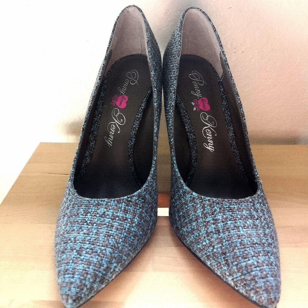 Blue and grey plaid heel by Penny Loves Kenny
